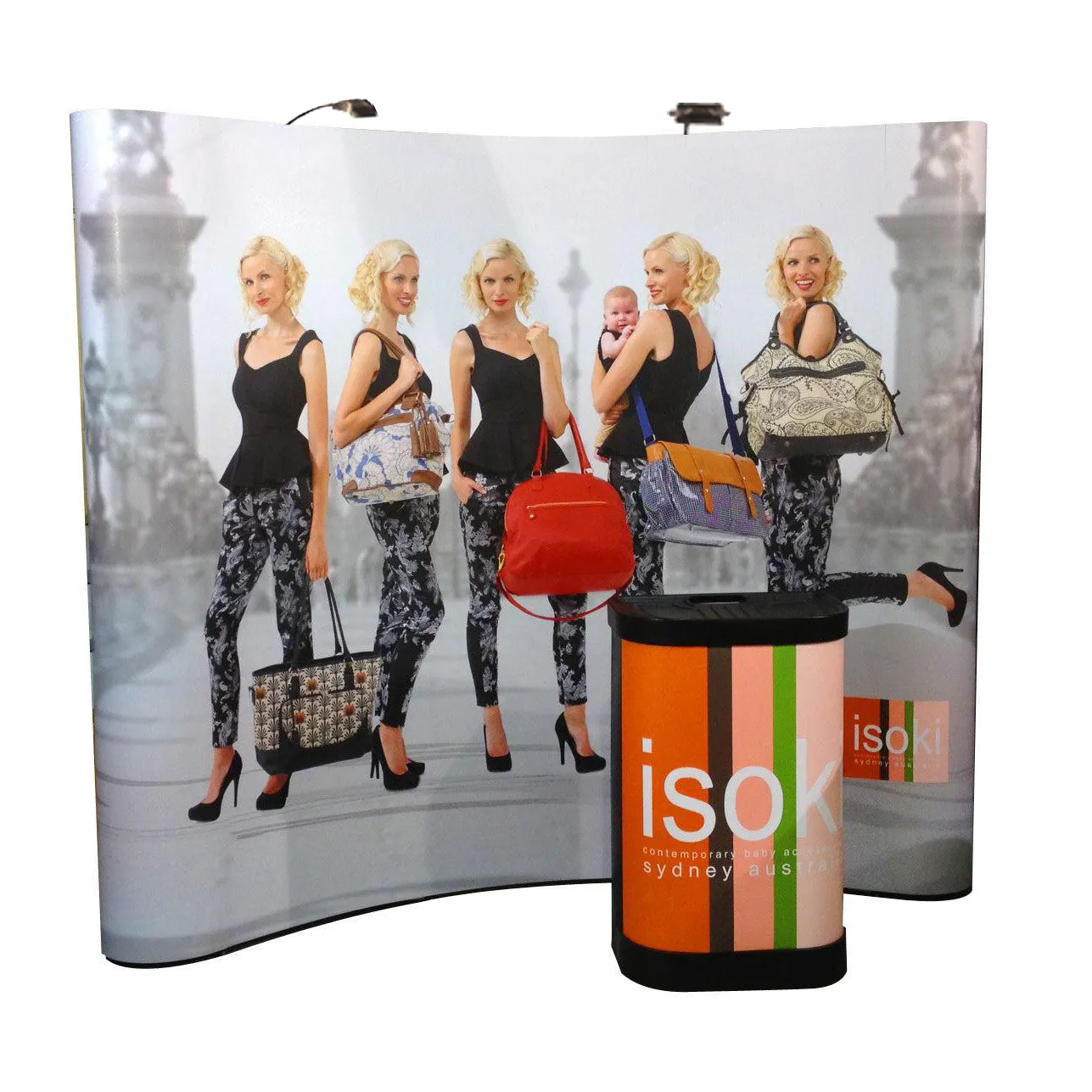 Curved Pop-Up Display Stand with Graphics, Lights and Transport Case (3x2m - 3x5m)