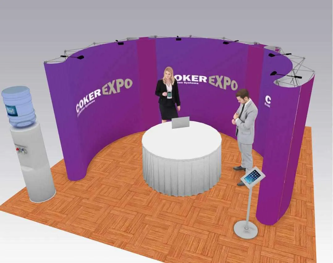 Curved Pop-Up Display Stand with Graphics, Lights and Transport Case (3x2m - 3x5m)