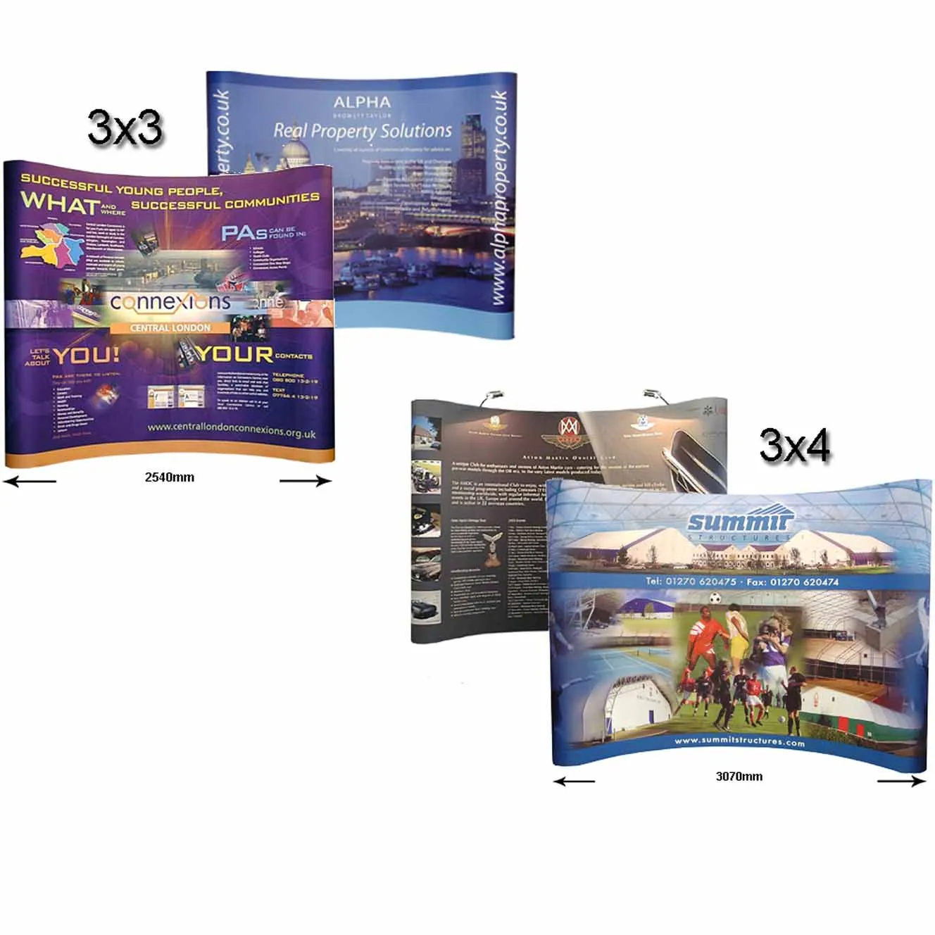 Curved Pop-Up Display Stand with Graphics, Lights and Transport Case (3x2m - 3x5m)