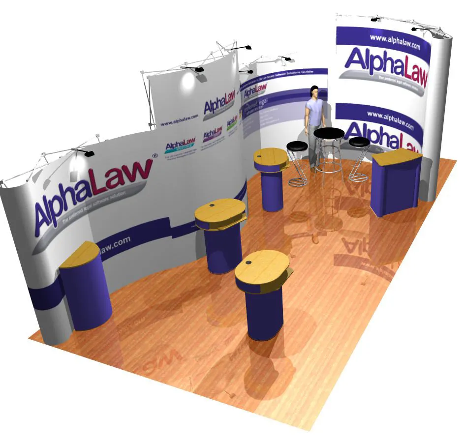 Curved Pop-Up Display Stand with Graphics, Lights and Transport Case (3x2m - 3x5m)