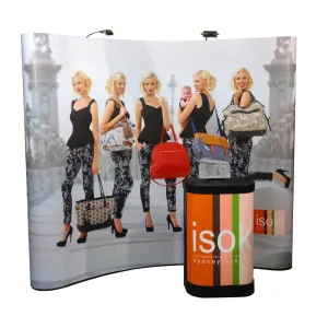 Curved Pop-Up Display Stand with Graphics, Lights and Transport Case (3x2m - 3x5m)