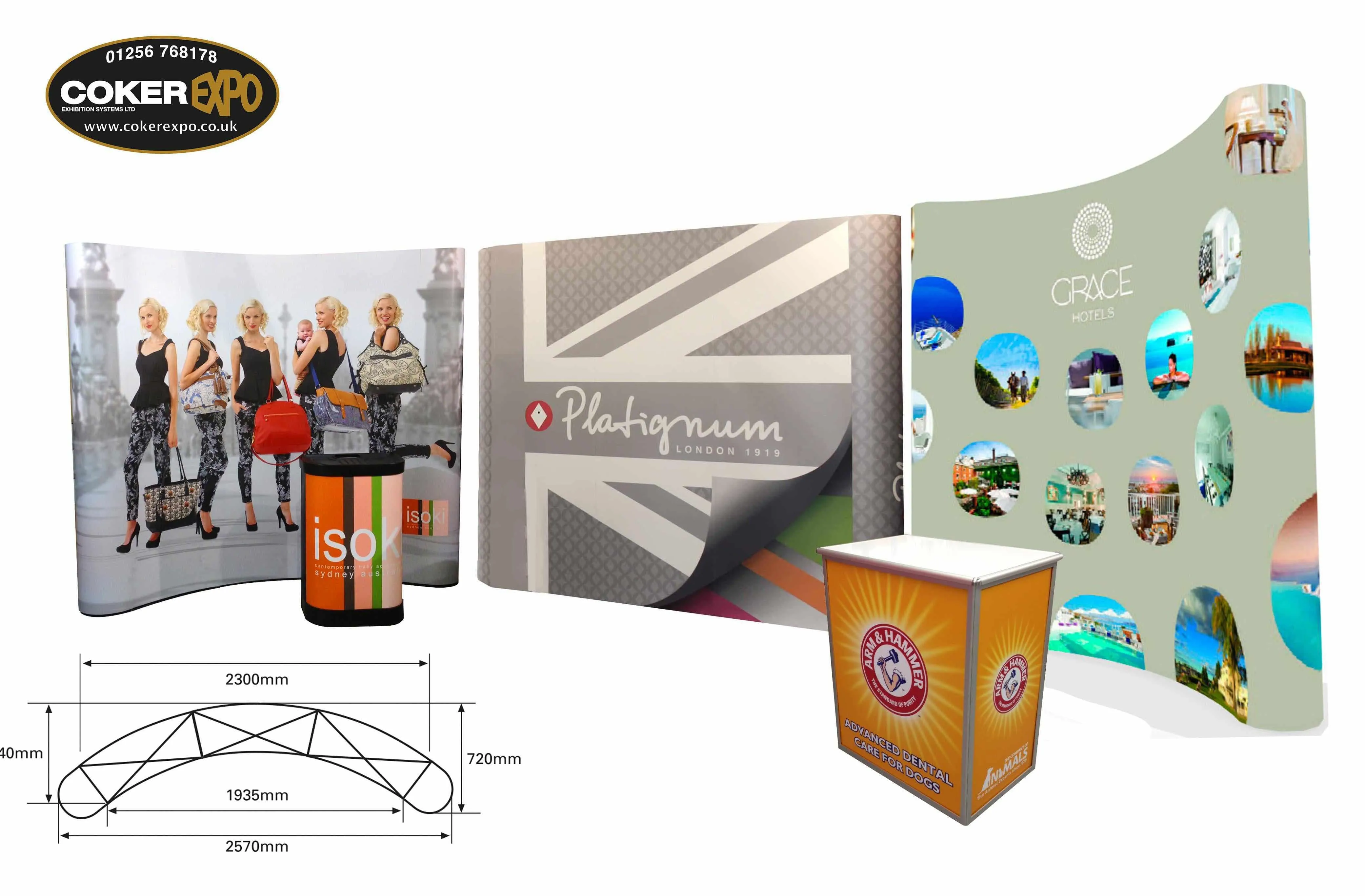 Curved Pop-Up Display Stand with Graphics, Lights and Transport Case (3x2m - 3x5m)