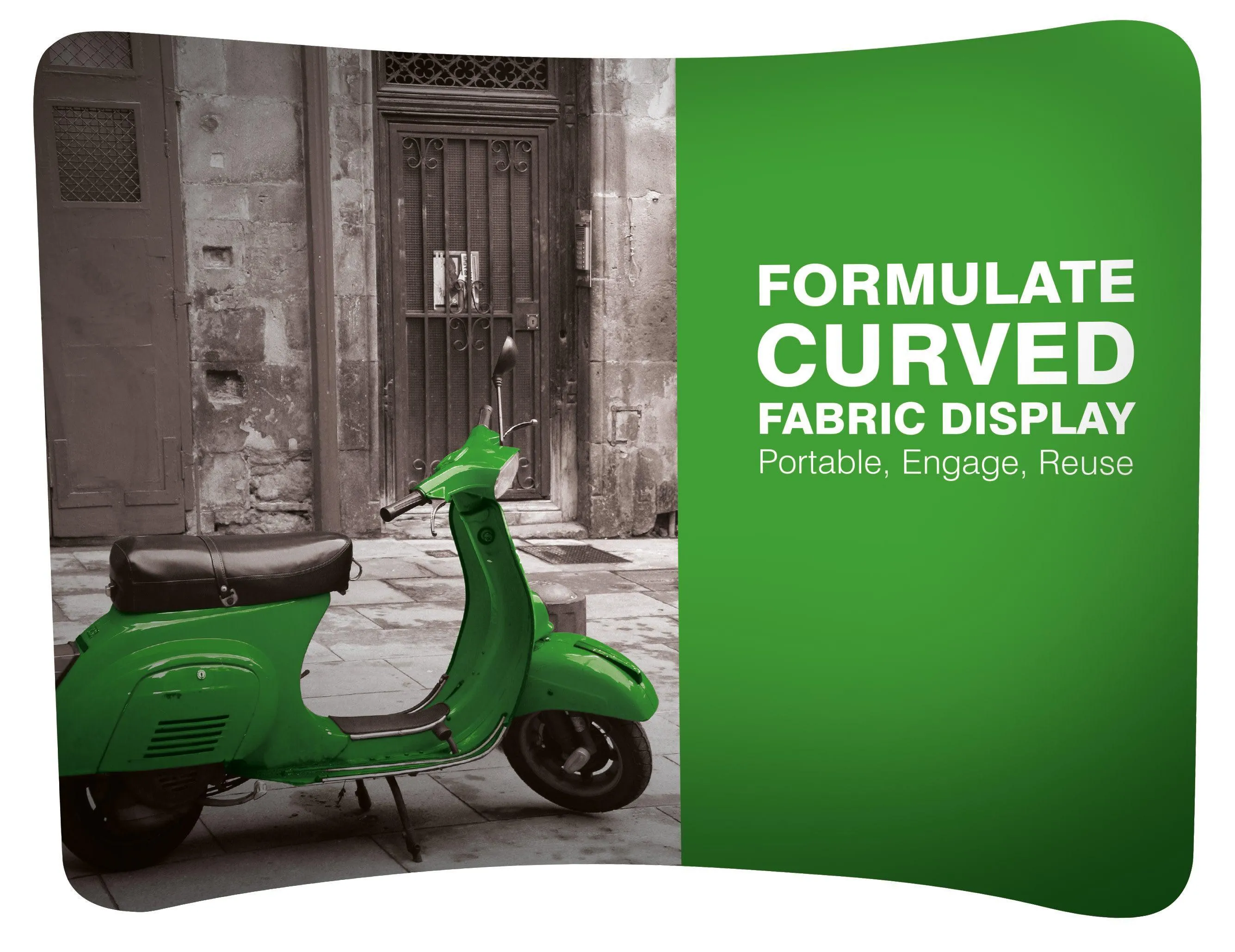 Curved Stretch Fabric Display Stand (Including Printed Graphic)