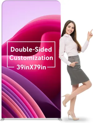 Custom Rectangle Trade Show Display Tension Fabric for Backdrop Frame and Banner Set - Double-Sided Printing for 39” x 79”