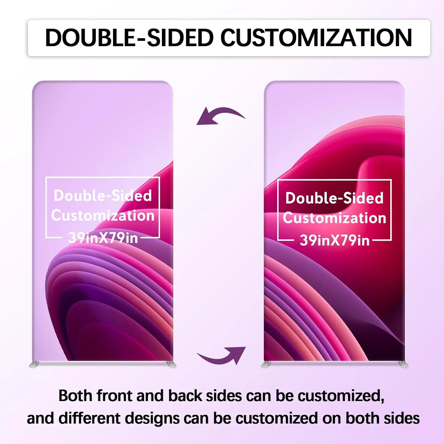 Custom Rectangle Trade Show Display Tension Fabric for Backdrop Frame and Banner Set - Double-Sided Printing for 39” x 79”