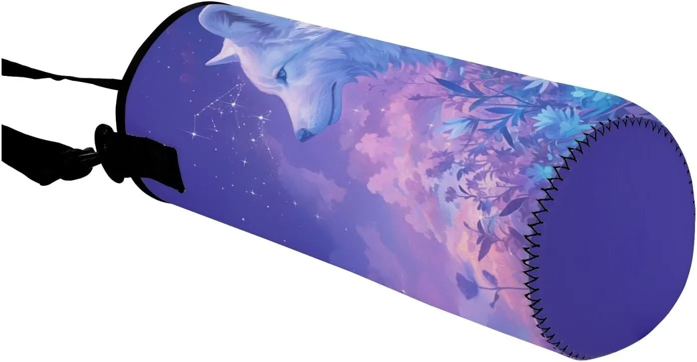 Cute Animal Theme Backpack Purse Wolf Backpack with Lunch Box Pencil Case Water Bottle Sleeve for Girls Cute Floral Book Bag Kids Age 8-10 School Bag Insulated Lunch Tote