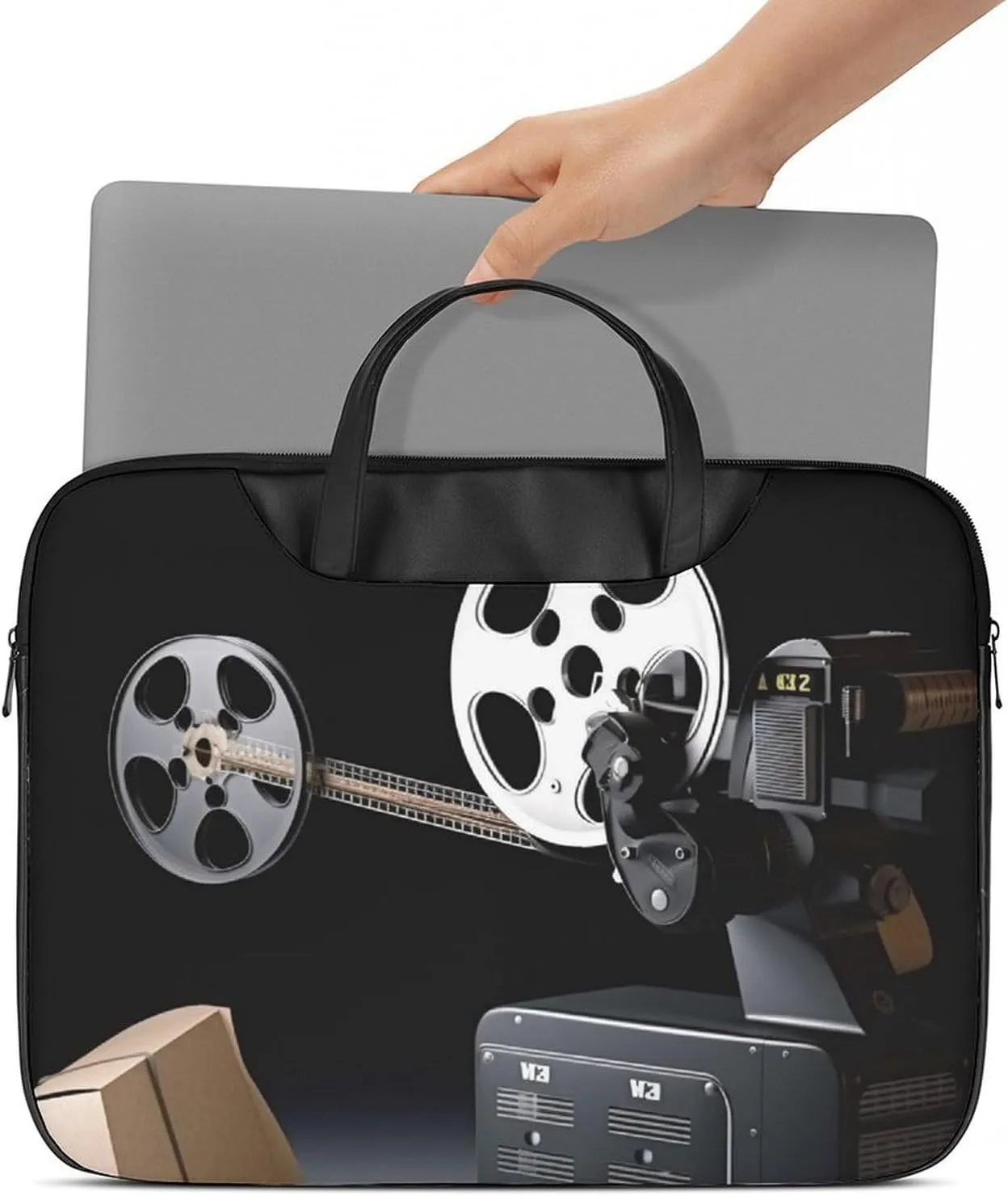 Cute Cat Sing Christmas Carols Laptop Bag for Women Handheld Leather Computer Bag Laptop Messenger Bag Briefcase
