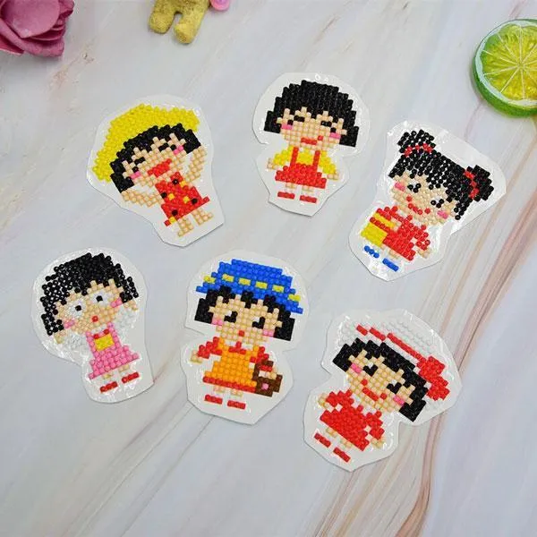 Cute Girls Stickers (6 Pack) - 5D Diamond Painting
