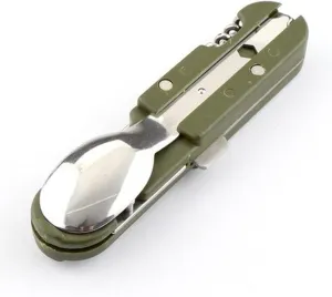 Cutlery Set Folding Portable Stainless Steel Camping Cutlery Picnic Knife Fork Spoon Bottle Opener Travel Kit