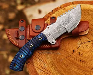 Damascus steel Tracker Knife Full Tang Fixed Blade Hunting Knife with Sheath 10 Inches EDC Horizontal Carry knife Scout Carry Knife Handmade Camp Knife Survival knife, knives for men