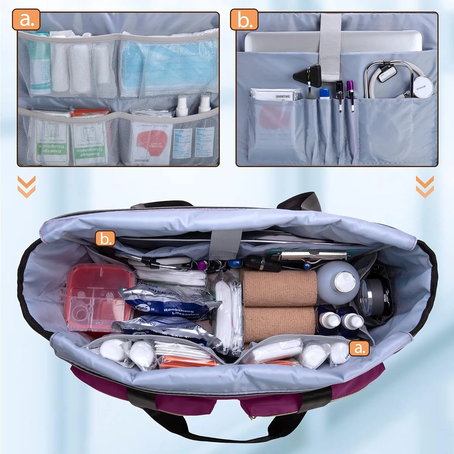 Damero Nurse Bag with Laptop Sleeve for Work & Home Care, Medical Students