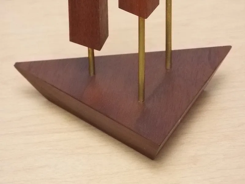 Danish Walnut Triangle 3-Candle Candle Stick Holders