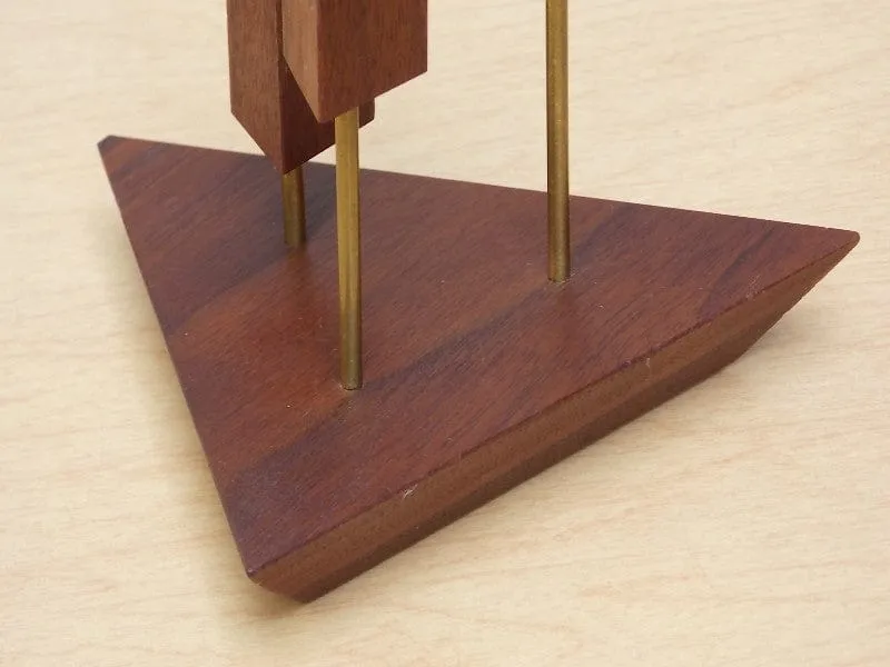 Danish Walnut Triangle 3-Candle Candle Stick Holders