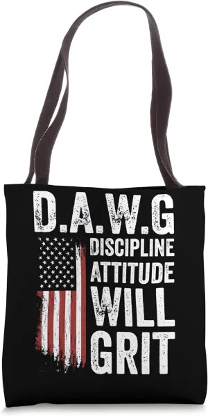 D.A.W.G Discipline Attitude Will Grit Gym Motivation Workout Tote Bag
