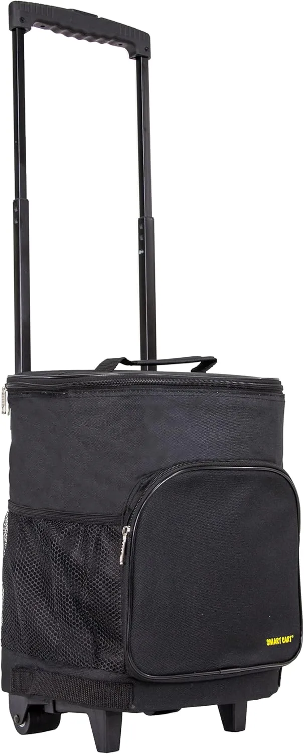 dbest products Ultra Compact Cooler Smart Cart, Black Insulated Collapsible Rolling Tailgate BBQ Beach Summer
