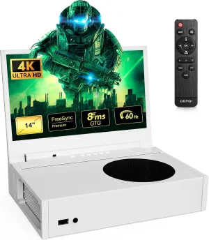 DEPGI 4K 14" Portable Gaming Monitor IPS Screen for Xbox Series S（not Included） with Remote Control, Portable Monitor with HDR10, AMD FreeSync, 2X HDMI for Indoor Outdoor Travel