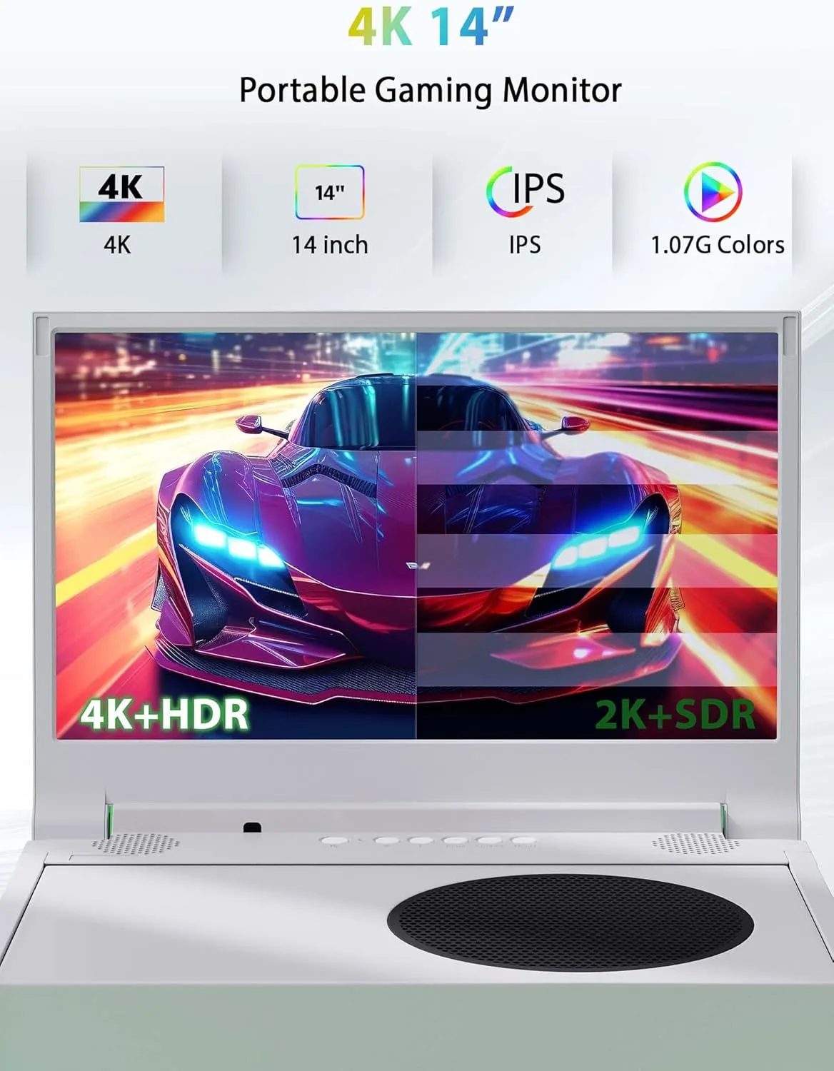 DEPGI 4K 14" Portable Gaming Monitor IPS Screen for Xbox Series S（not Included） with Remote Control, Portable Monitor with HDR10, AMD FreeSync, 2X HDMI for Indoor Outdoor Travel