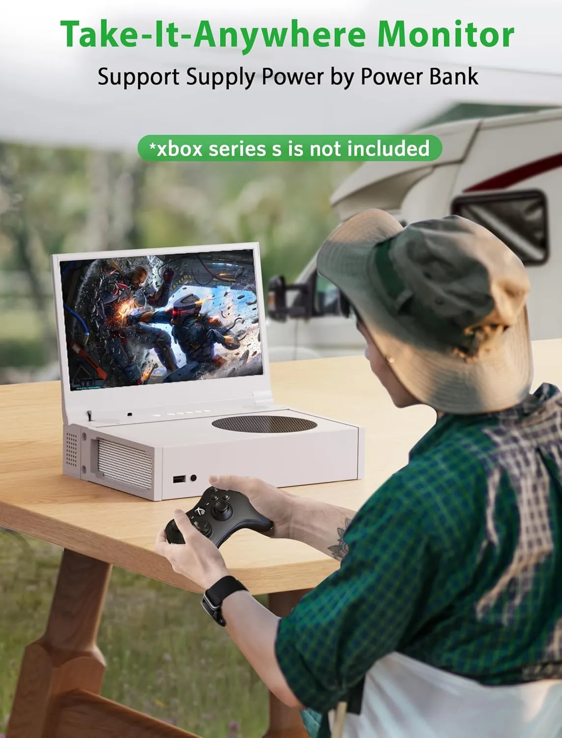 DEPGI 4K 14" Portable Gaming Monitor IPS Screen for Xbox Series S（not Included） with Remote Control, Portable Monitor with HDR10, AMD FreeSync, 2X HDMI for Indoor Outdoor Travel