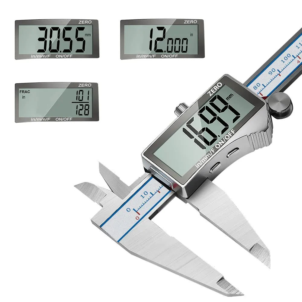 Digital Calipers, DITRON 6" Vernier Caliper- Electronic Micrometer with Large LCD Screen, Stainless Steel, Auto-Off Feature, Inch/Fraction/Millimeter