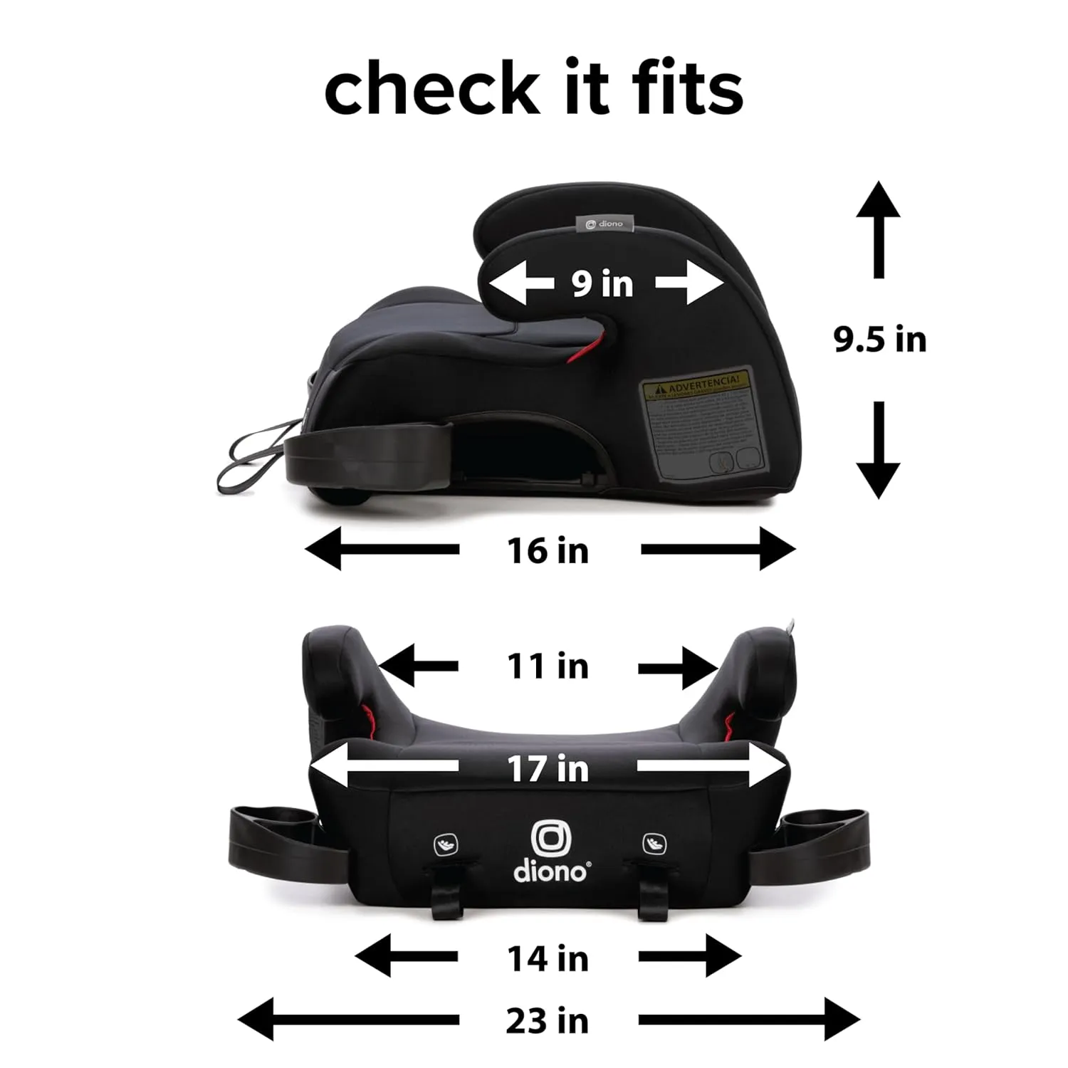 Diono Solana 2 XL 2022, Dual Latch Connectors, Lightweight Backless Belt-Positioning Car, 8 Years 1 Booster Seat, Black