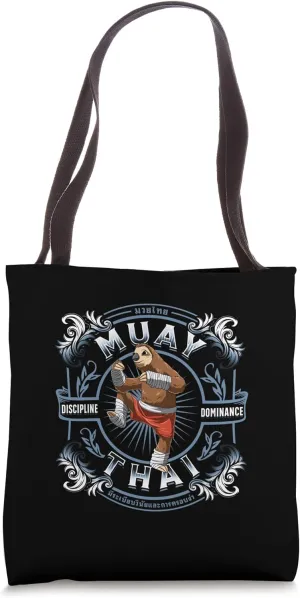 Discipline and Dominance - Funny Muay Thai Sloth Tote Bag