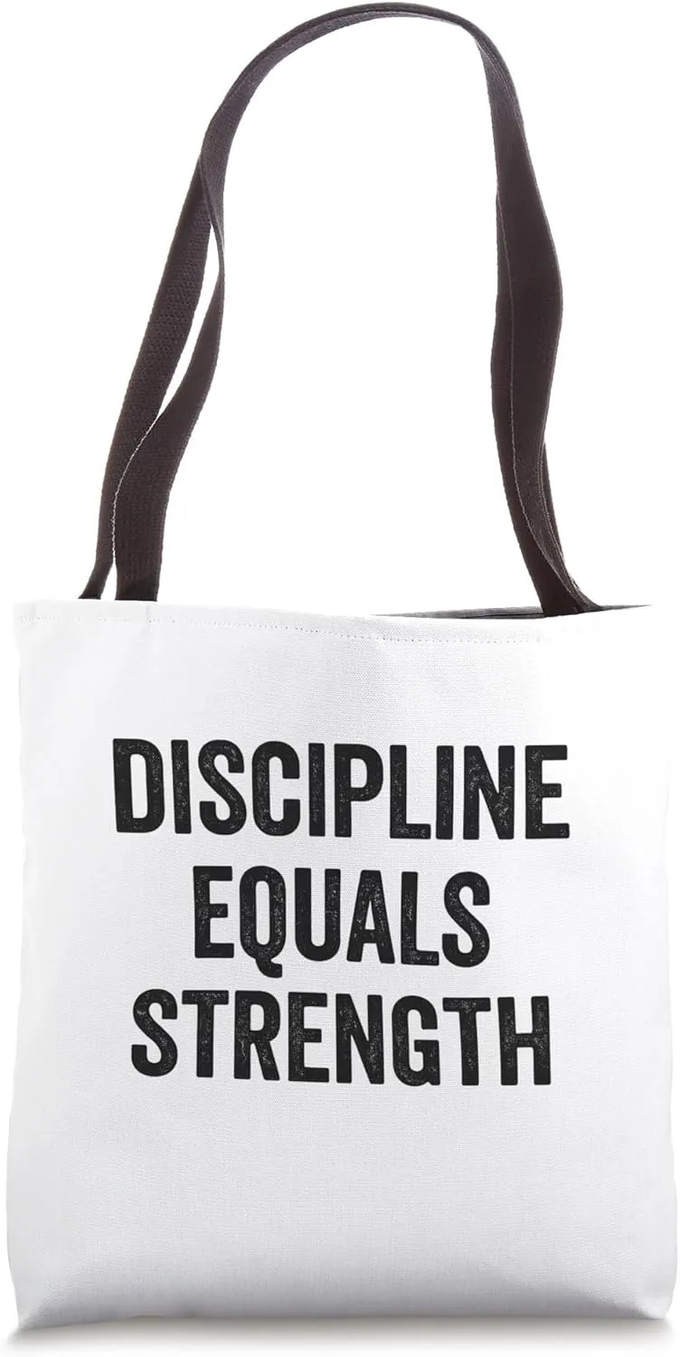 Discipline Equals Strength. Retro, Motivational, Quote. Tote Bag