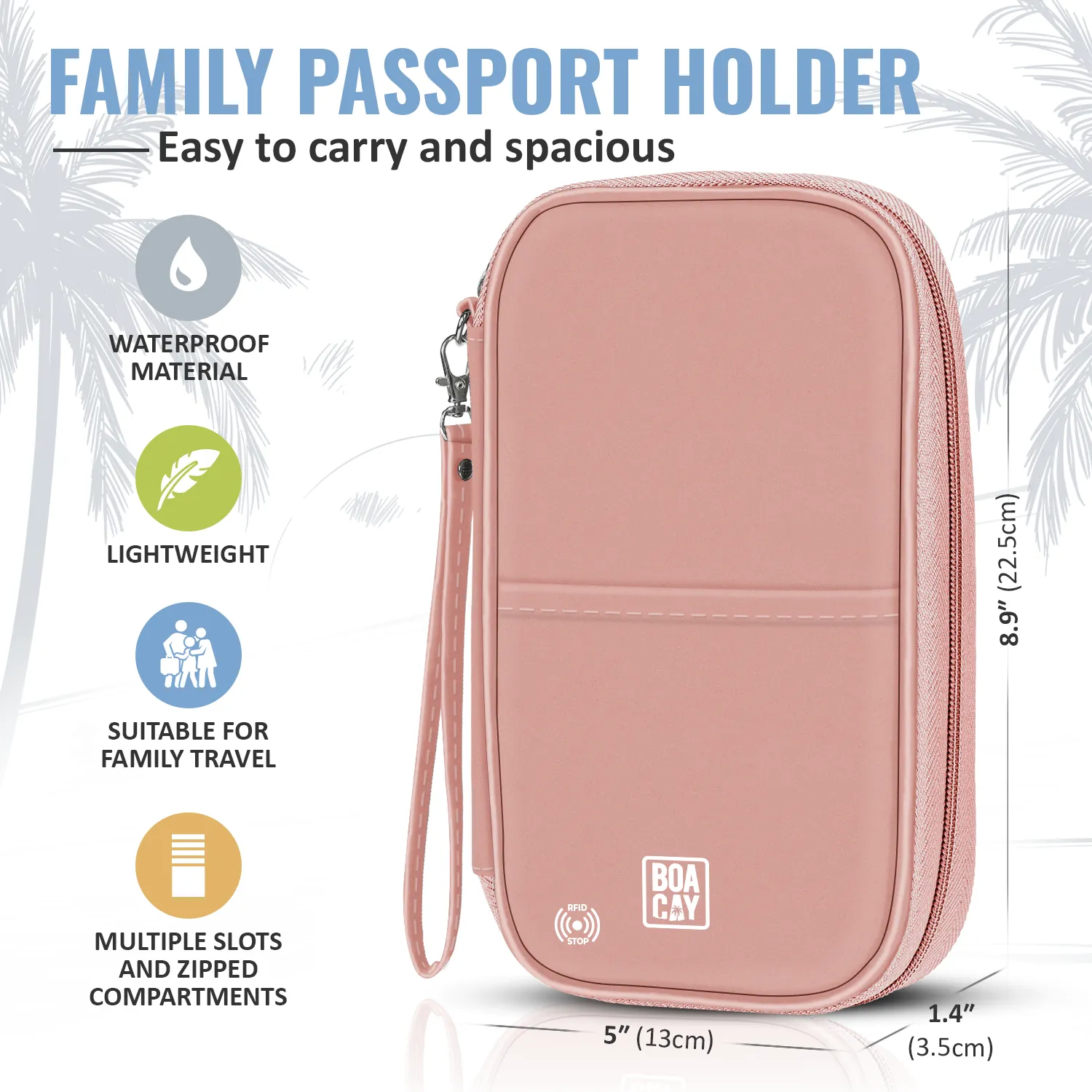 Document Organizer & Wallet (with RFID Blocker) - Dusty Rose