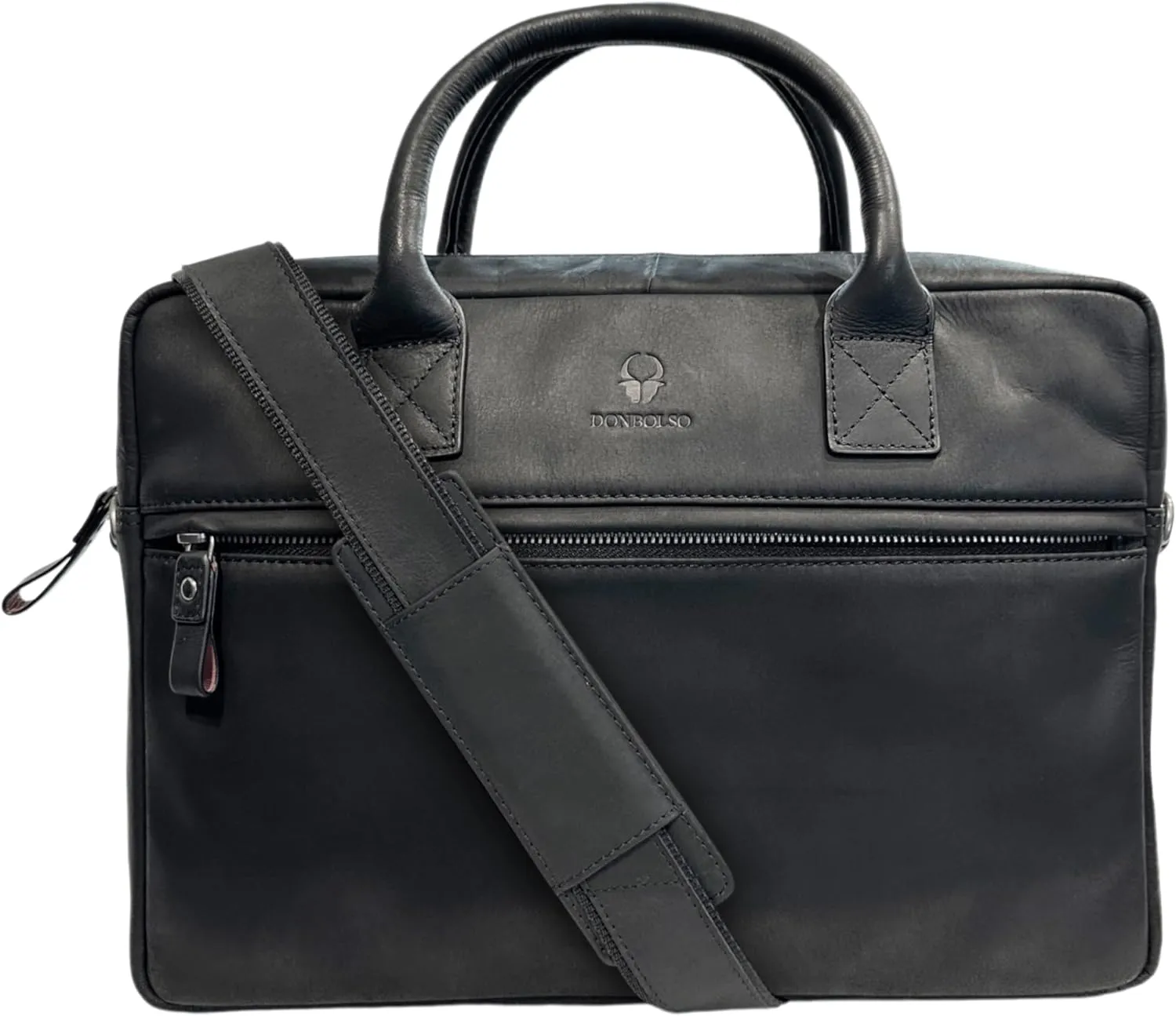 DONBOLSO Leather Bag for Men - Laptop Bag with Zipper Compartment - Genuine Top Grain, Tech-Friendly Shoulder Bag