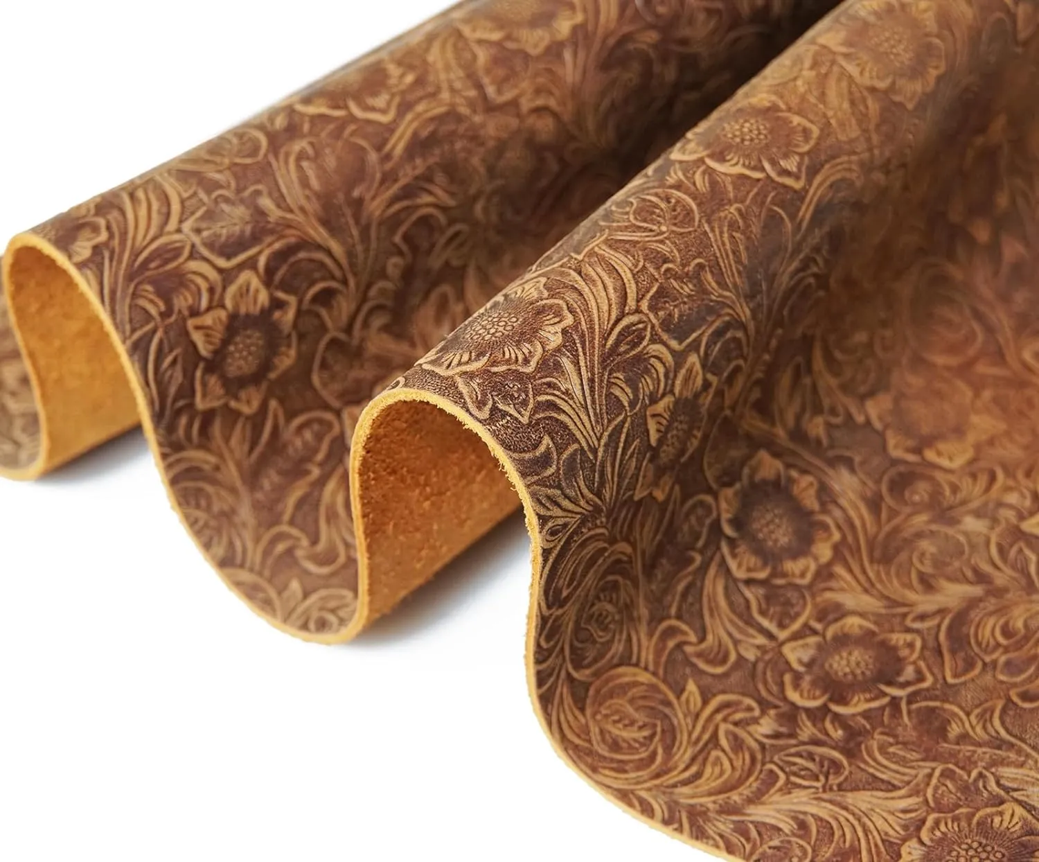 DOQN Bump Texture Genuine Leather Sheets Plain Geometric Pattern Printed Leather Sheet for Crafts (Bourbon Brown, 12"x12")