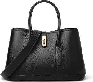 DORIS&JACKY Top Handle Satchel Purse for Women Medium Designer Leather Tote Bag with Wide Long Strap