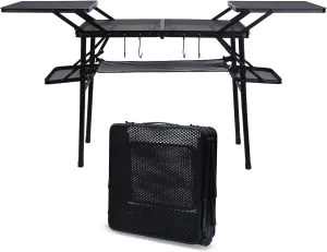 Double Camping Chair, Oversized Camping Loveseat, Padded Folding Loveseat, Camping Couch with Wine Glass Holder   Folding Camping Table, Outdoor Table That Fold Up Lightweight, with 4 Side Tables