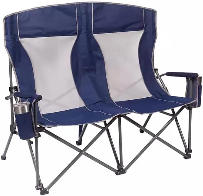 Double Hard Arm Chair Padded Arms, and Drink Holders | Breathable Moisture-Wicking Fabric | Includes Carry Bag | Heavy-Duty Steel Frame, Capacity 650 lbs./325 lbs. per seat (color3)