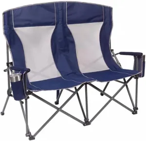 Double Hard Arm Chair Padded Arms, and Drink Holders | Breathable Moisture-Wicking Fabric | Includes Carry Bag | Heavy-Duty Steel Frame, Capacity 650 lbs./325 lbs. per seat (color3)