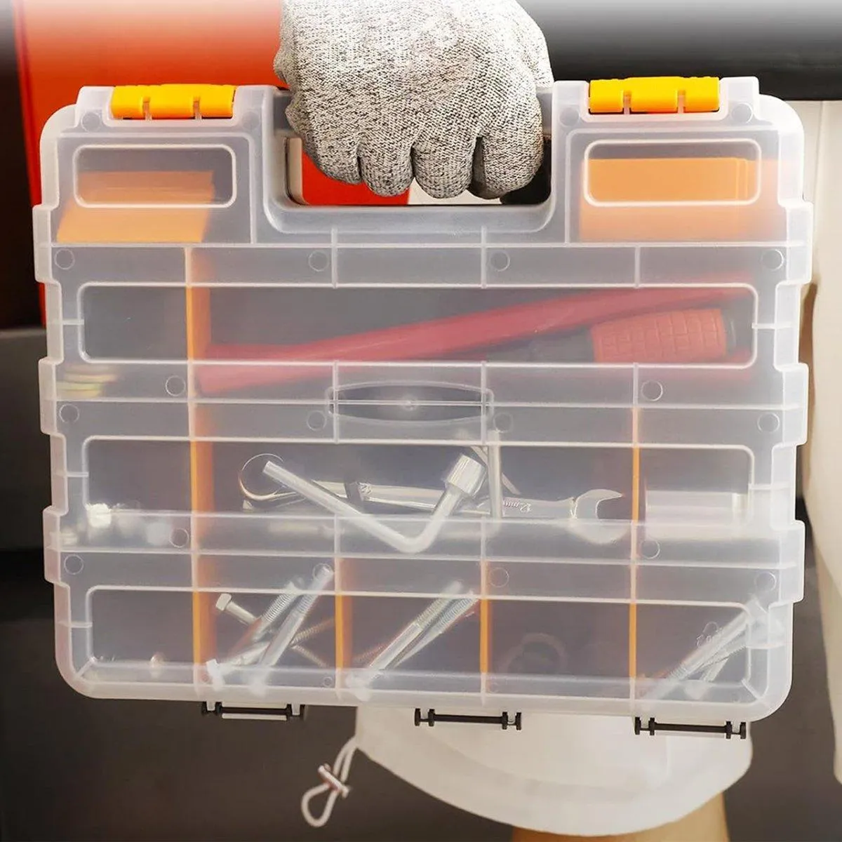 Double Sided Portable Hardware Tools Storage Box Parts Organizer Accessories Box