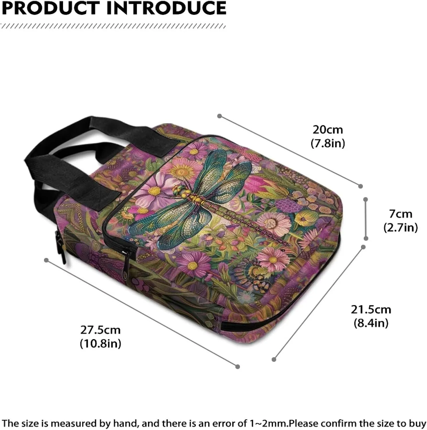 Dragonfly Flower Bible Cover for Women Large Bible Case with Front Zip Pocket Womens Bible Holder Lightweight Tote Bible Bag for Traveling, Hiking