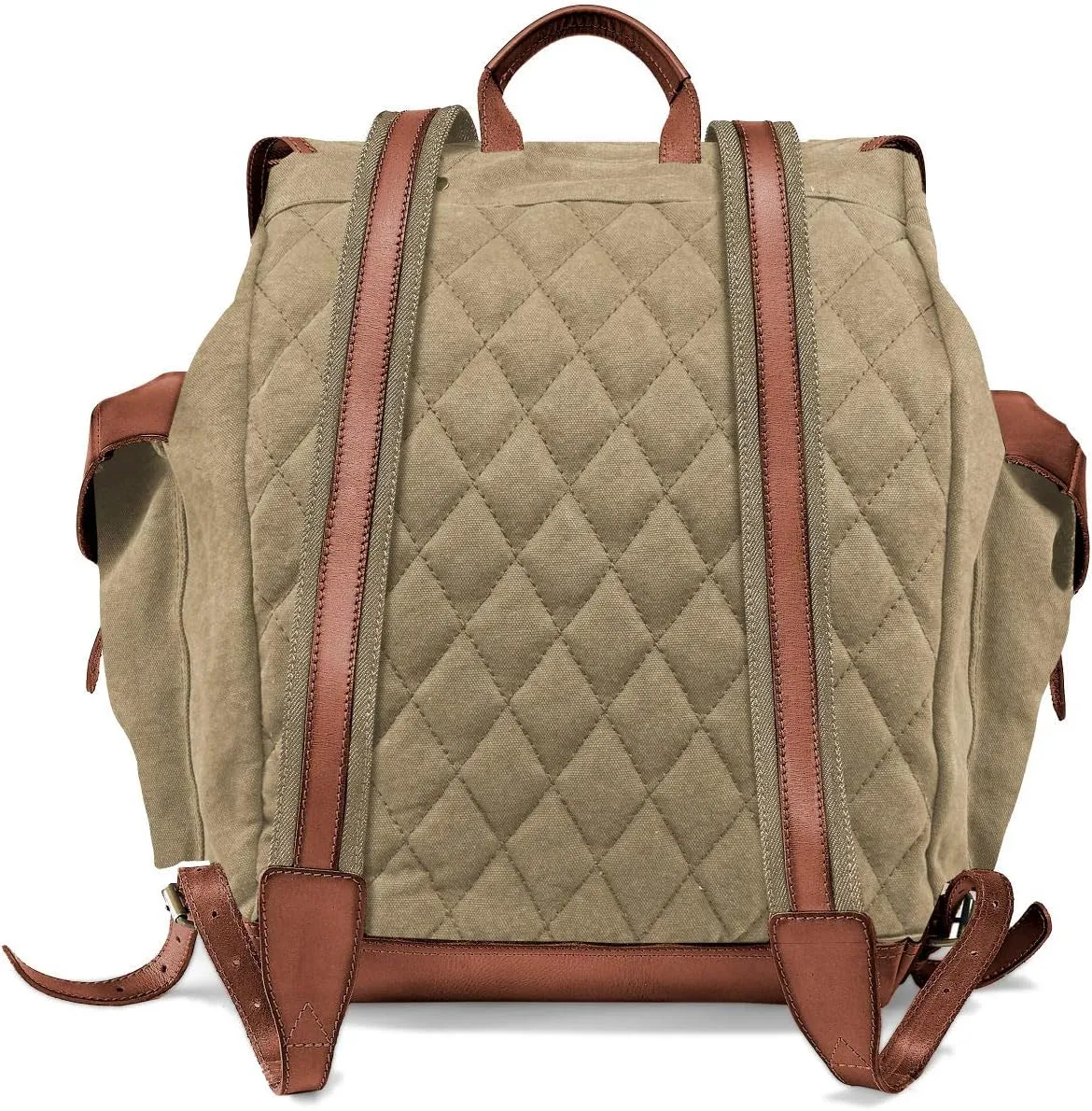 DRAKENSBERG Backpack 'Henry' - classic hiking und hunting rucksack in authentic retro vintage design, ladies, men, sustainably handmade, 30L, canvas, leather, khaki-beige, DR00117