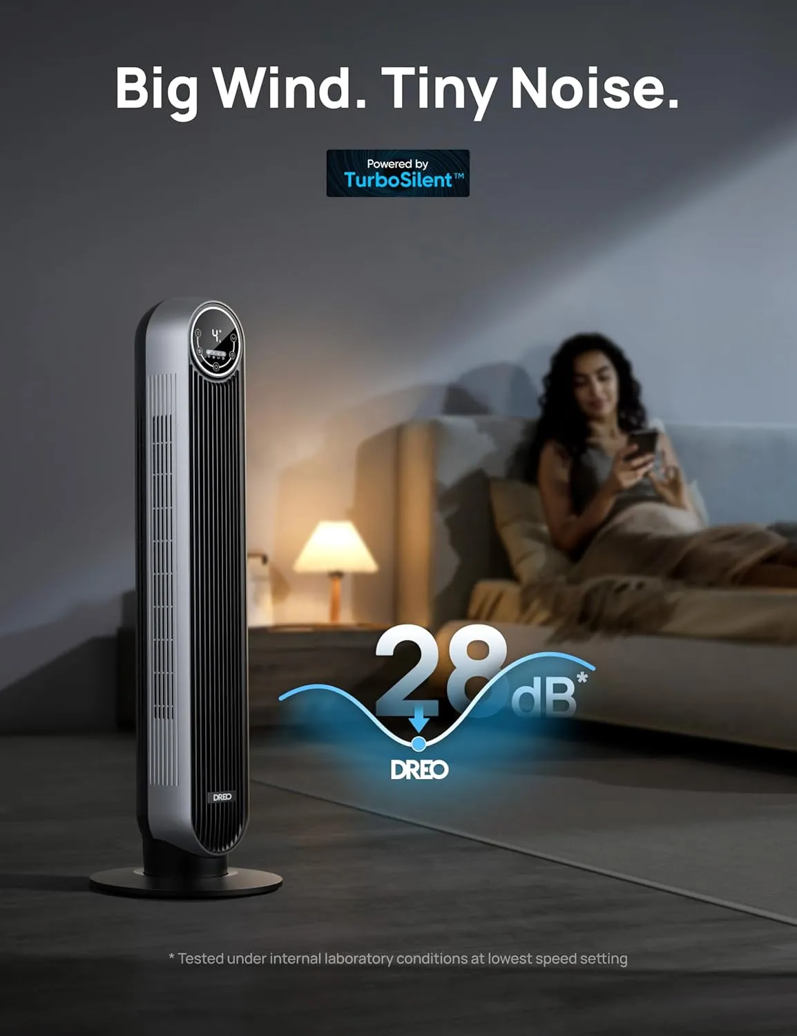 Dreo Tower Fan for Bedroom, 25ft/s Velocity Quiet Floor Fan, 90° Oscillating Fans for Indoors with 4 Speeds, 4 Modes, 8H Timer, Standing Fans, Bladeless Fan, Silver, Nomad One (DR-HTF007)
