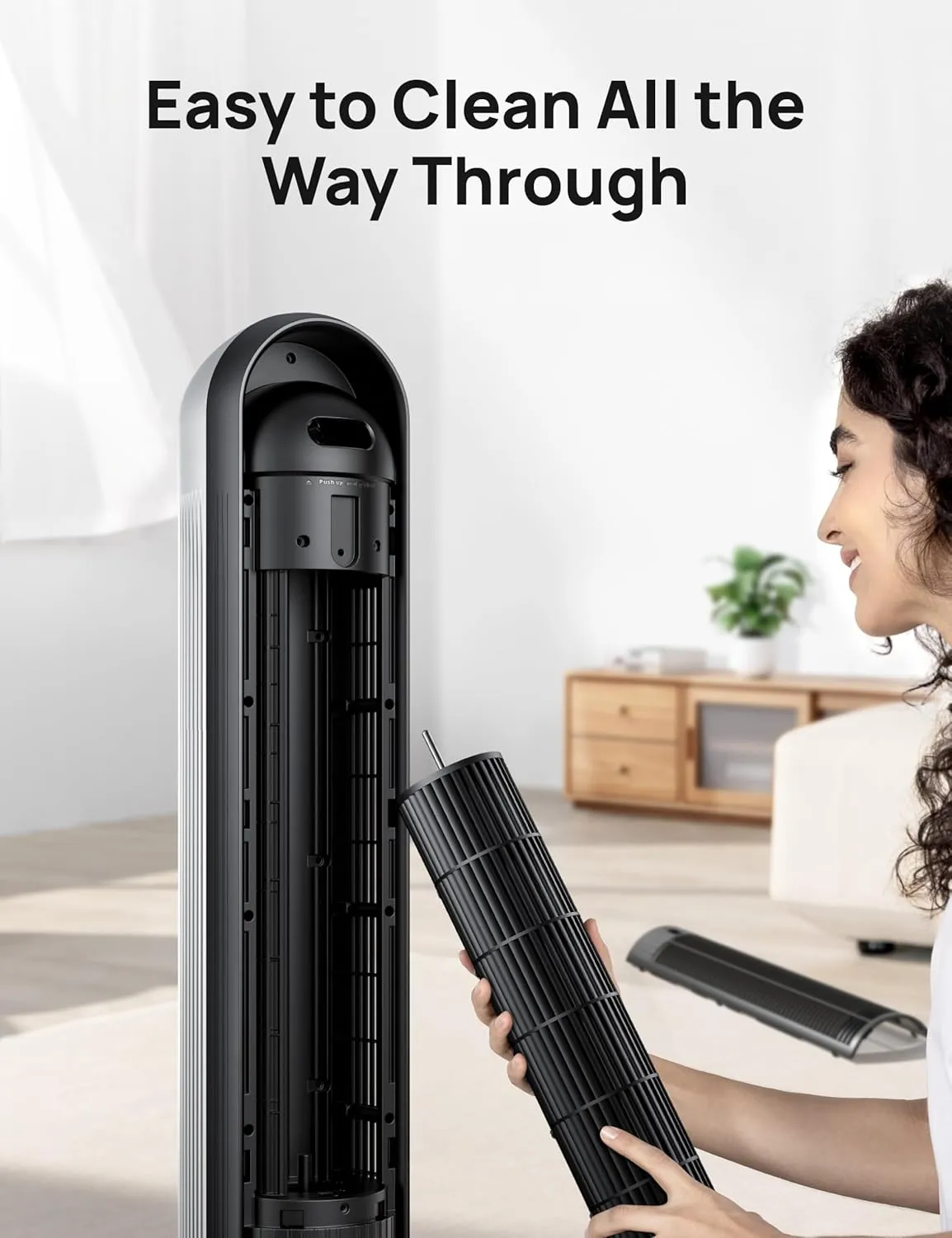 Dreo Tower Fan for Bedroom, 25ft/s Velocity Quiet Floor Fan, 90° Oscillating Fans for Indoors with 4 Speeds, 4 Modes, 8H Timer, Standing Fans, Bladeless Fan, Silver, Nomad One (DR-HTF007)