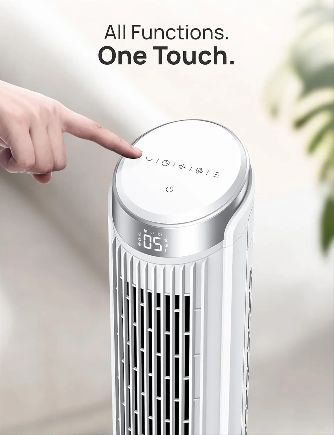 Dreo Tower Fans for Bedroom, 90°Oscillating Fans for indoors,5 Speeds 4 Modes Max 26ft/s, 12H Timer, LED Display with Touch, Remote, 40" Quiet Bladeless Standing Floor Fan for Home Office, White
