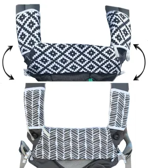 Drool & Teething Pad | Fits All Carriers | Reversible Organic Cotton 3-Piece Set - Ideal for Infant Toddler Girls & Boys [Patent Pending]