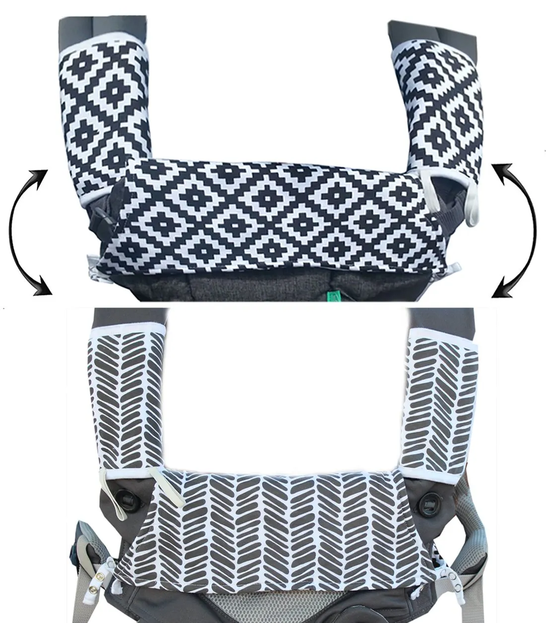 Drool & Teething Pad | Fits All Carriers | Reversible Organic Cotton 3-Piece Set - Ideal for Infant Toddler Girls & Boys [Patent Pending]