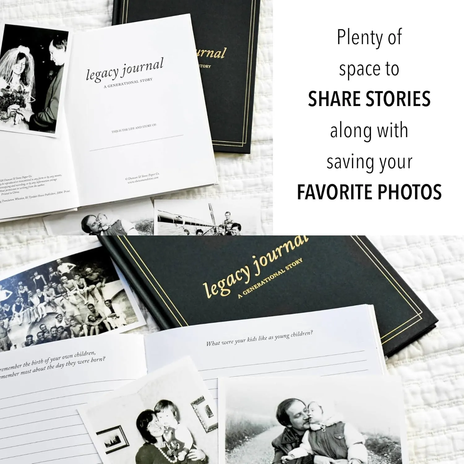 DUNCAN & STONE PAPER CO. Grandparents Legacy Journal - Legacy Book For Parents & Grandparents - Keepsake Grandparents Book - Gifts For Grandparents (Ivory, 85 Pages)