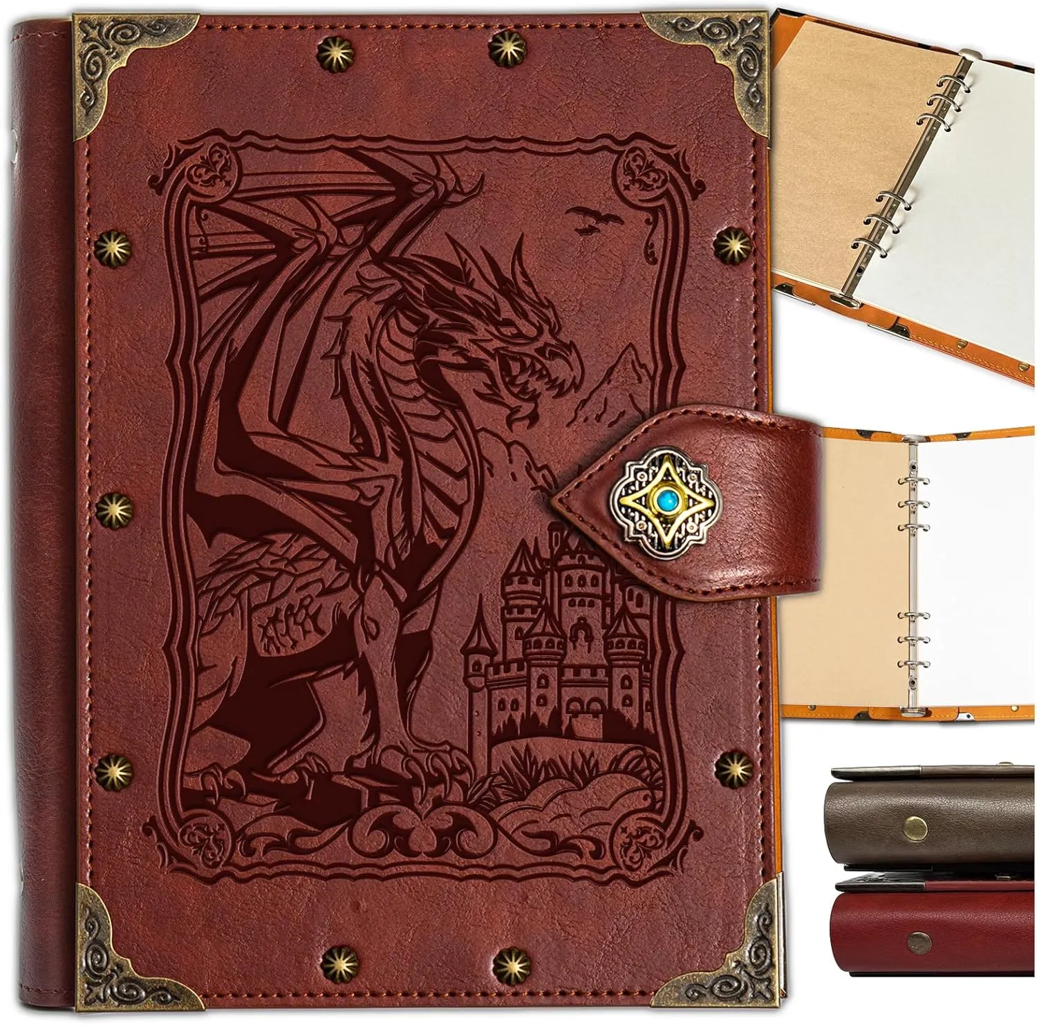 DUROTAN DND Notebook Vintage Dragon Journal Unique Refillable Binder Leather A5 400 Pages For Dungeons and Dragons Gift D&D Gifts DM Accessories Men&Women