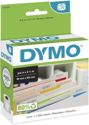 DYMO Authentic LW File Barcode Labels for LabelWriter Label Printers, White, 3/4" x 2-1/2", 1 Roll of 450