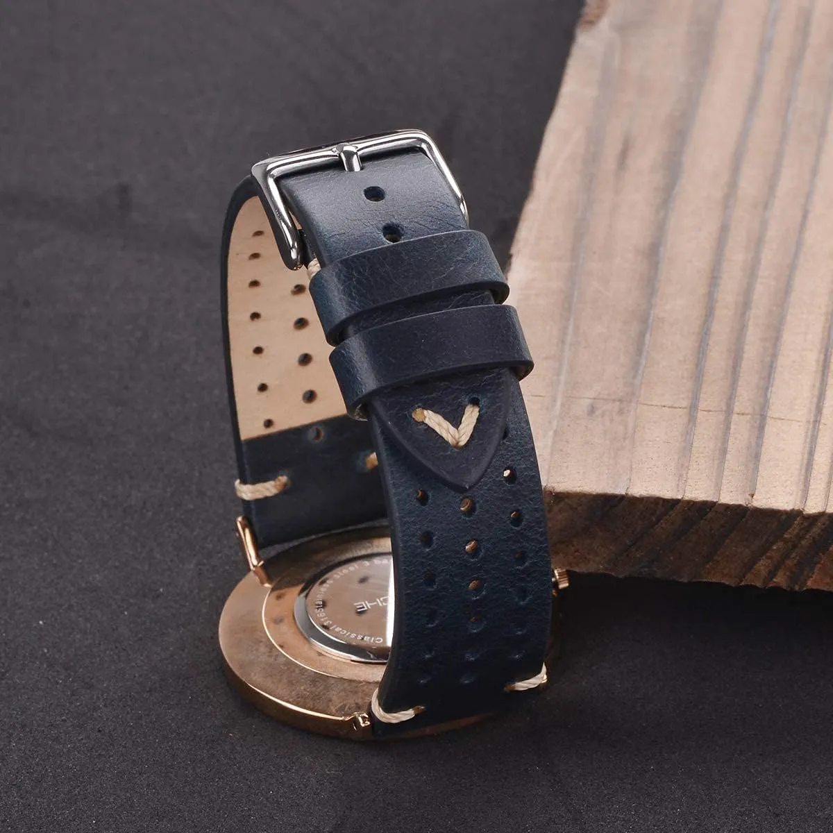 EACHE Rally Racing Leather Watch Band for Men, Leather Watch Bands Handmade Suede Leather Sport Perforated Watch Straps 18mm 20mm 22mm…