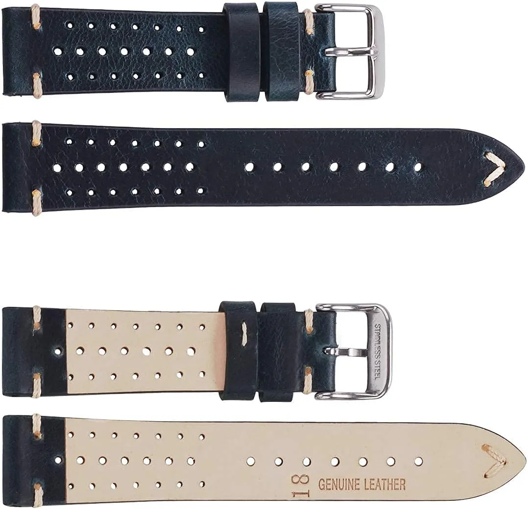 EACHE Rally Racing Leather Watch Band for Men, Leather Watch Bands Handmade Suede Leather Sport Perforated Watch Straps 18mm 20mm 22mm…