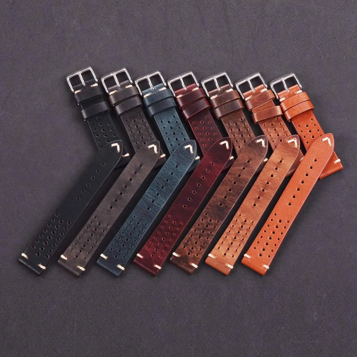EACHE Rally Racing Leather Watch Band for Men, Leather Watch Bands Handmade Suede Leather Sport Perforated Watch Straps 18mm 20mm 22mm…