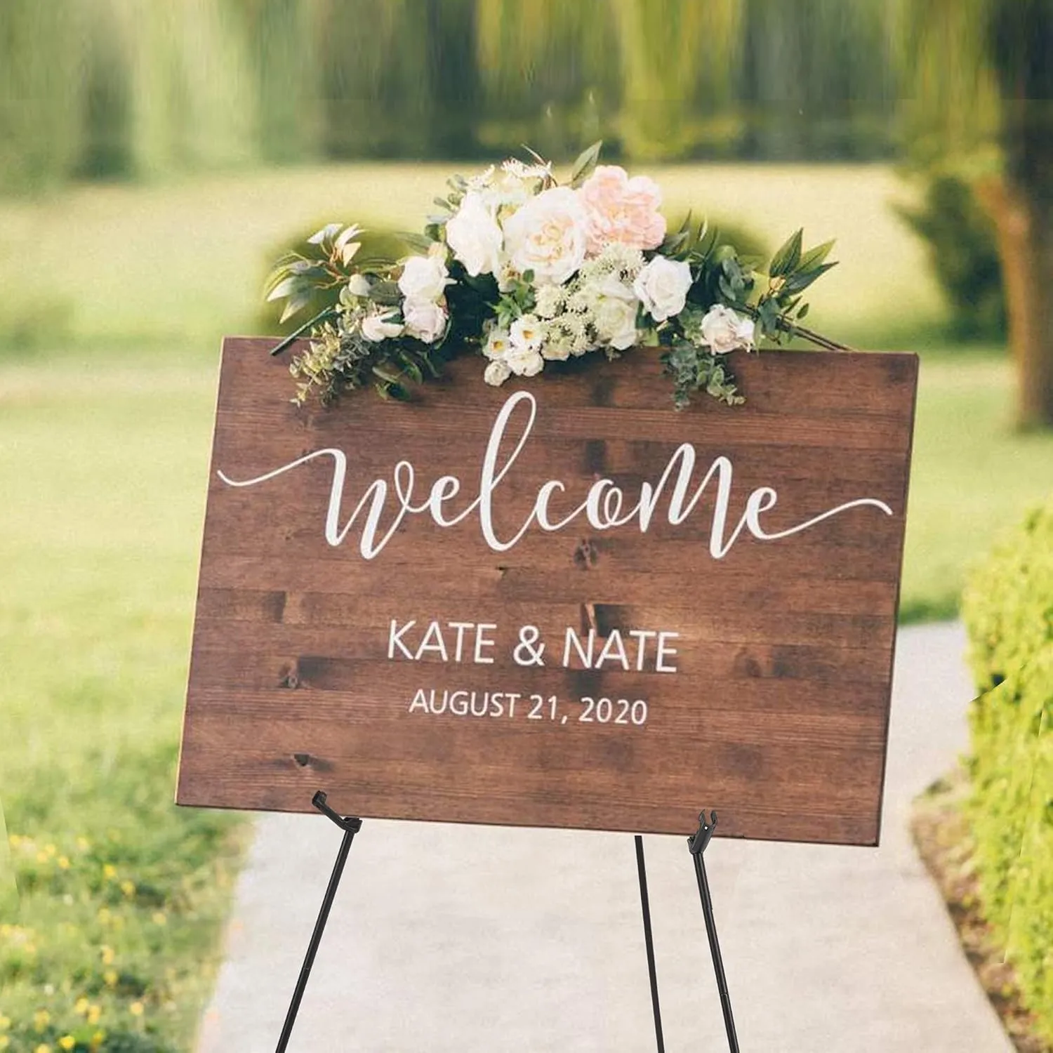 Easel Stand for Wedding Sign & Poster Display 63'' Portable Art Easel for Floor Adjustable Metal Easel Black