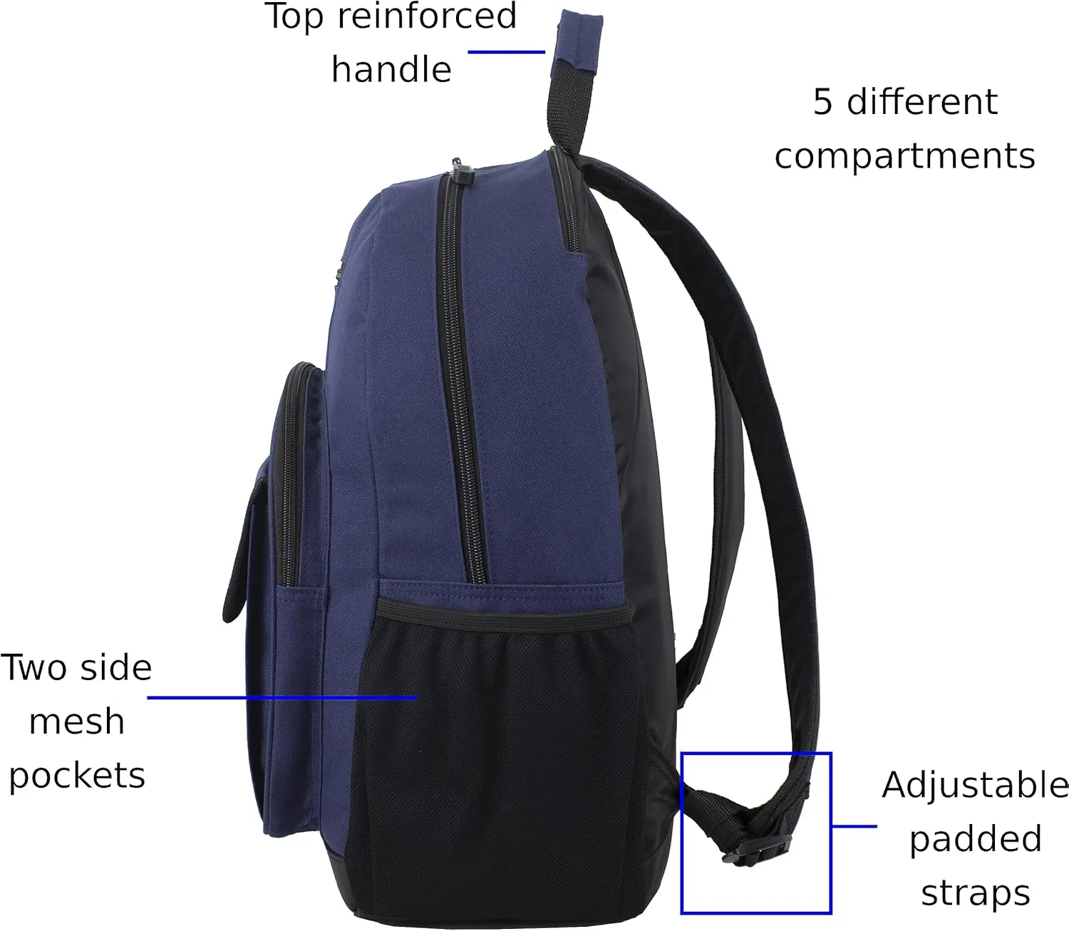Eastsport Travel Laptop Backpack, Business Water Resistant Slim Sturdy Laptops Backpack College Work Computer Bag Unisex Fits 15" Notebook, Deep Cobalt Blue Grey