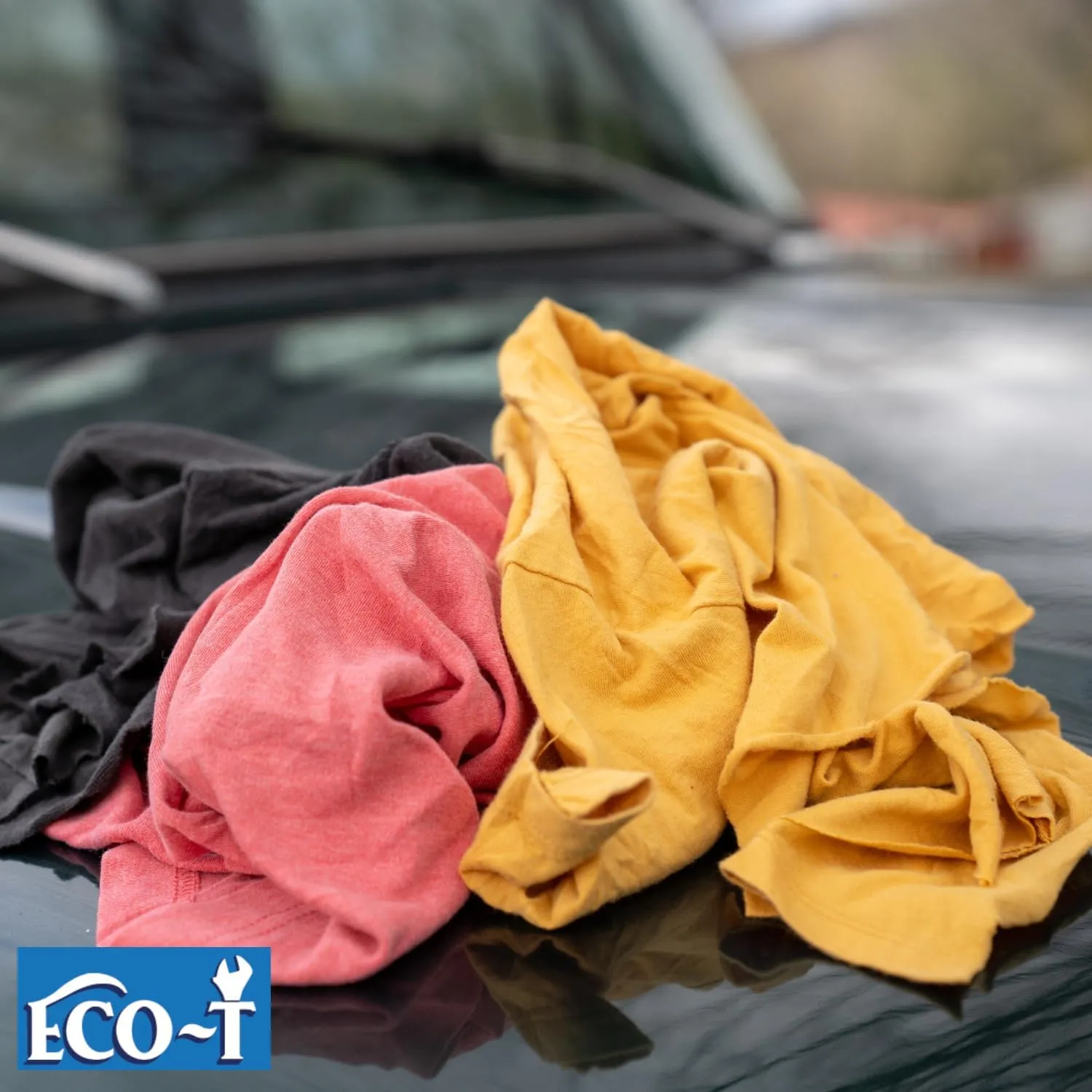 Eco-T Mechanic Shop Rags - Colored T-Shirt Material, 100% Recycled, Eco-Friendly, High Absorbency, Low Lint, Low-Cost, Industrial Use Wiping Cloth (4 Lb Bag)